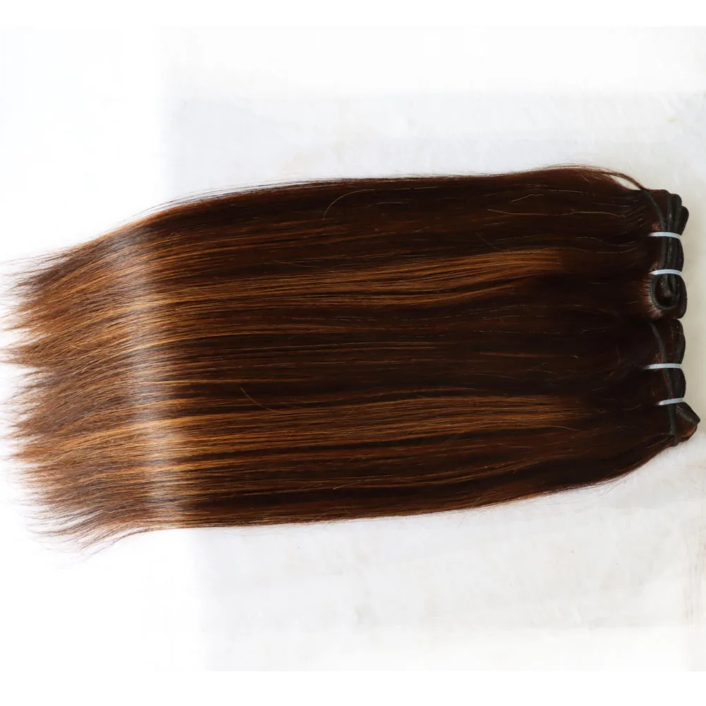 100% بني داكن تسليط الضوء على 2/30 عذراء الشعر البشري البرازيلي حزم أومبير البيانو اللون لحمة شعر موجة مستقيم انخفاض الشحن