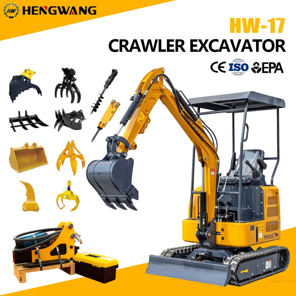 HW-17 미니 크롤러 굴삭기 2톤 1톤 미니 굴착기 CE 인증 디젤 유압 트랙터 미니 굴삭기 디젤 굴착기