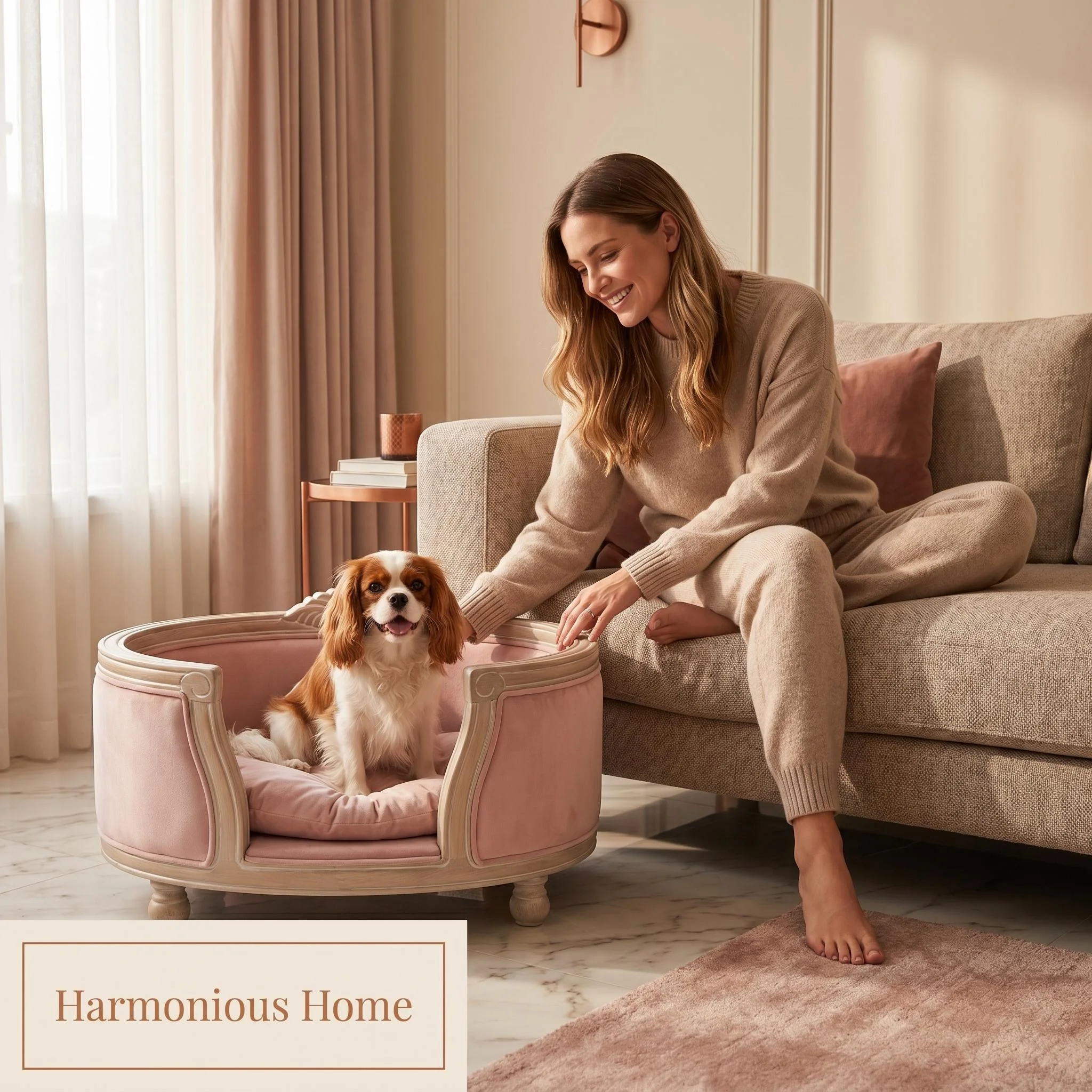 Elevated Curved Velvet Pet Sofa Bed With Washable Cushion Luxury Furniture - view 6