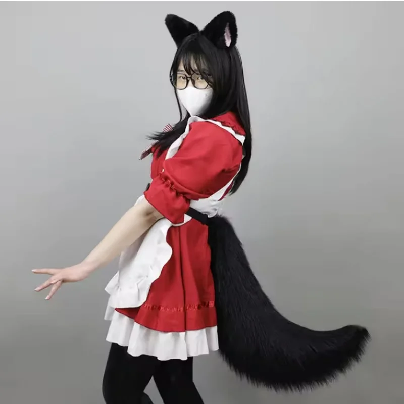 Kawaii Faux Fur Fox Tail Adjustable Belt 70cm Wolf Dog Tail Cosplay Party Costume Props For Girls