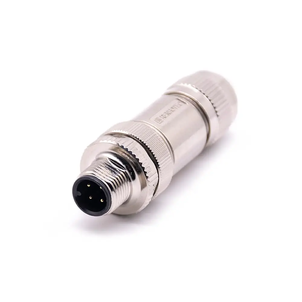

M12 Aviation Connector 4 Pin Male A-Coded Sensor Cable Plug, IP67 Waterproof, Straight Shielded with Locking Nut
