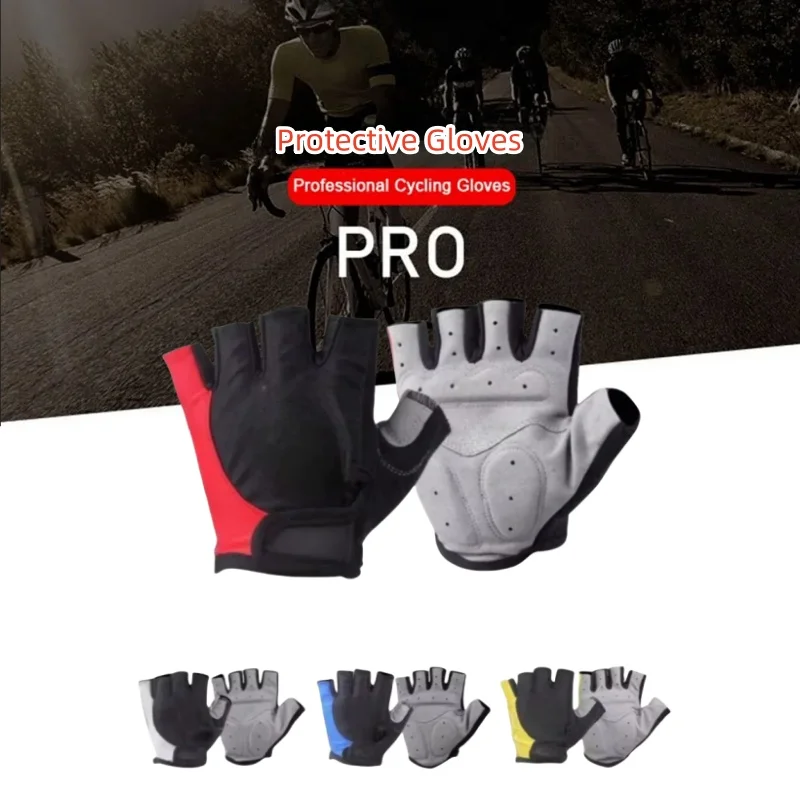 

Half Finger Protection Cycling Gloves Anti Slip Shock Breathable Summer Bicycle Gloves Fingerless Sports Gym Training Bike Glove