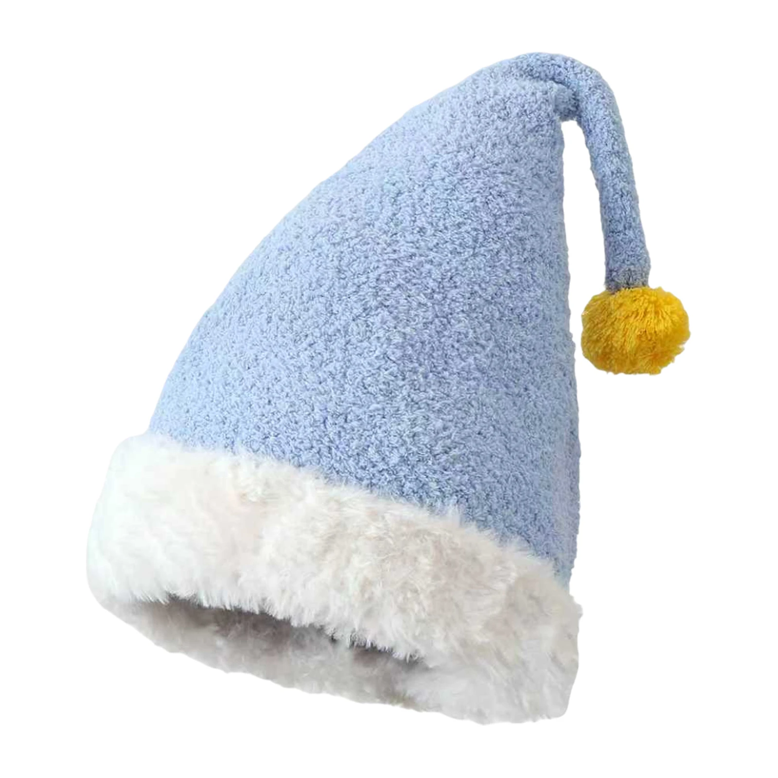 1 قطعة قبعة عيد الميلاد القطيفة حفلة كرنفال اليومية التباين اللون تصميم Pompom سميكة قبعة عيد الميلاد الدافئة للنساء حفلات المهرجان #4