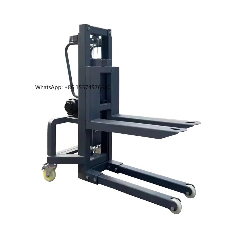 2026 Hot Selling1500MM*200KG Mini Electric Stacker Forklift with Lead-Acid Battery 4WD Solid Tire