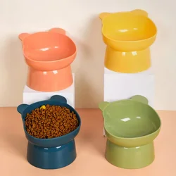 Cat Ceramic Bowl Tilted Cat Food Bowl Ergonomic Raised Cat Food Dish Anti Vomiting Plastic Feeding Bowl for Flat- Faced Cats Dog