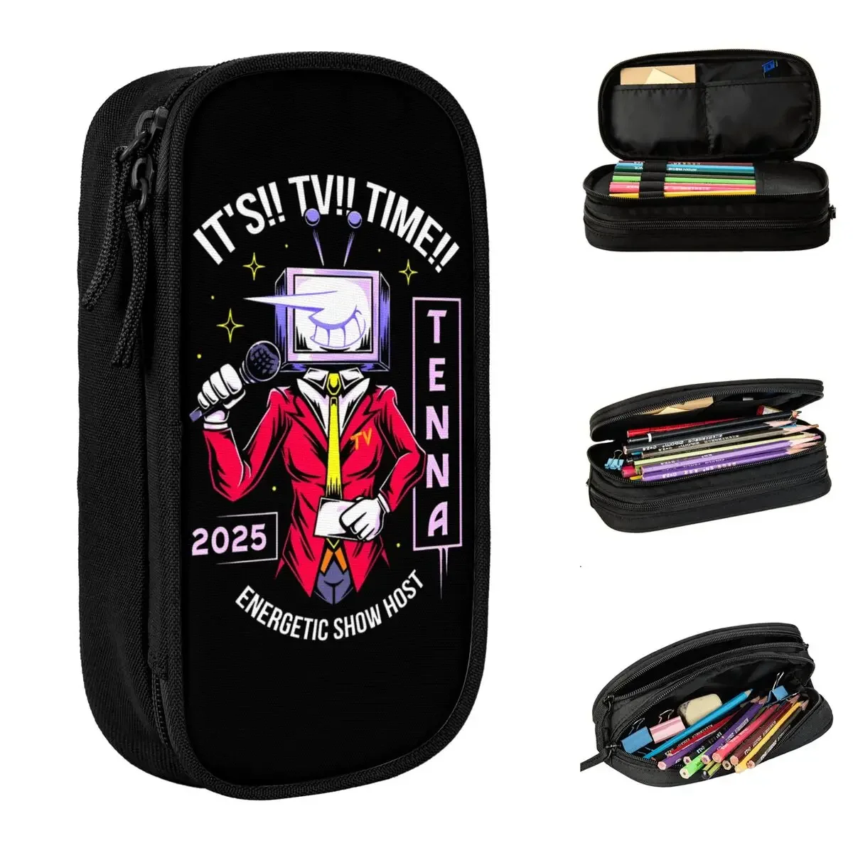 Deltarune Energetic Show Host Pencil Case Fashion Pen Holder Bag Girl Boy Big Capacity School Supplies Gifts Pencilcases