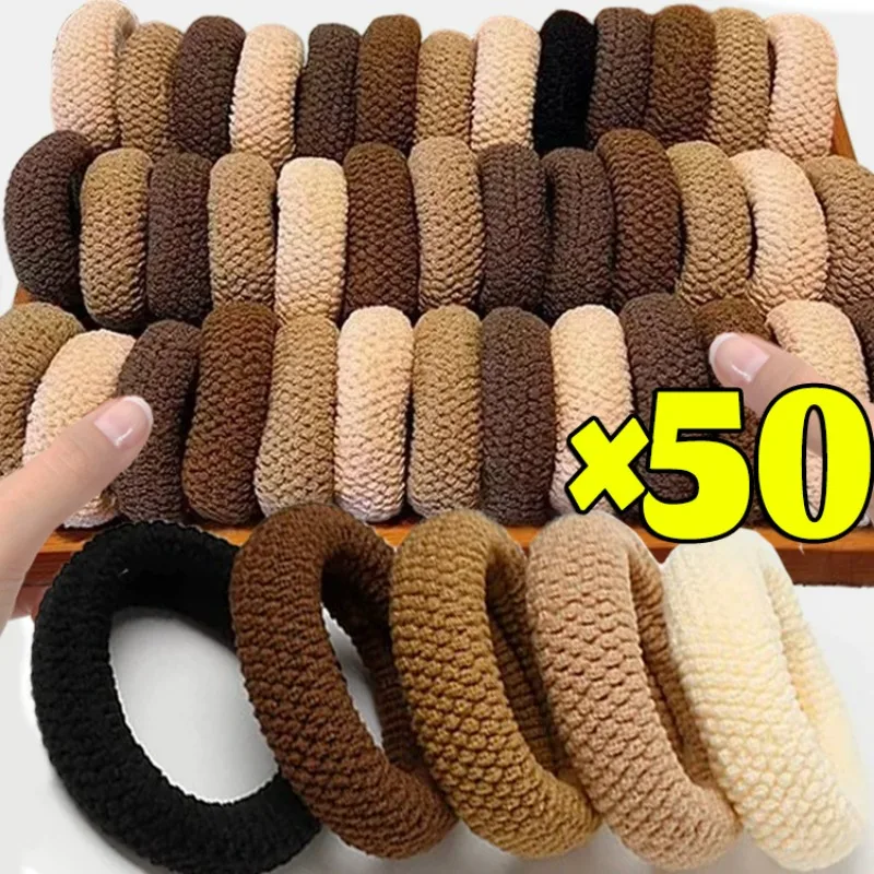 

5/50Pcs Versatile Thicken Hair Rope Women Fashion High Elasticity Thickened Seamless Bold Hairband Hair Ring Solid Hair Tie