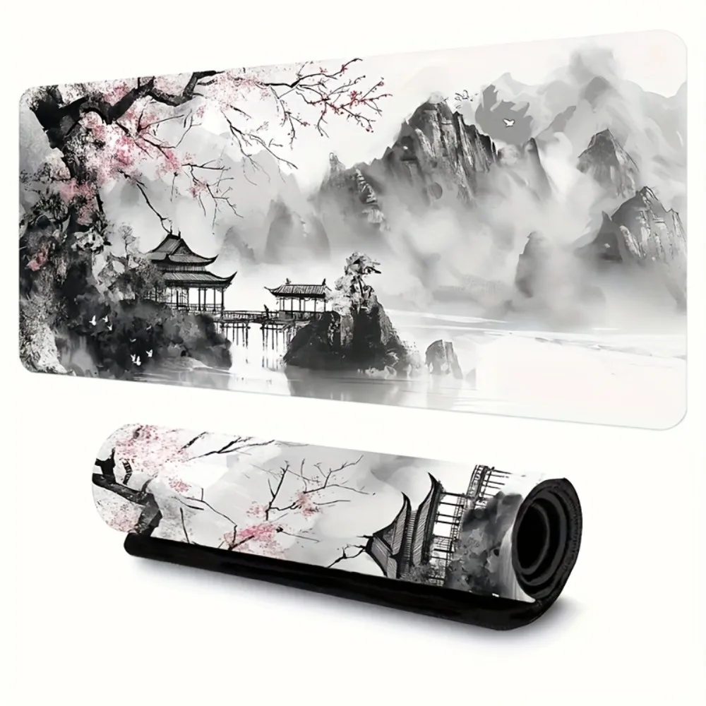 Japanese-style watercolor cherry blossom mouse pad and keyboard desktop pad decoração setup gamer offices accessories