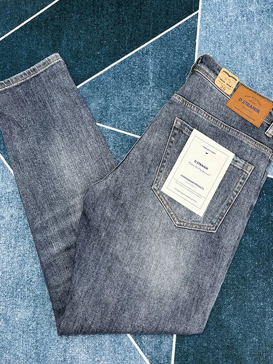 

Мужские джинсы из чистого хлопка, дымчато-серые, в японском ретро-стиле, с эффектом потертости, весенне-осенние, модные, прямого кроя