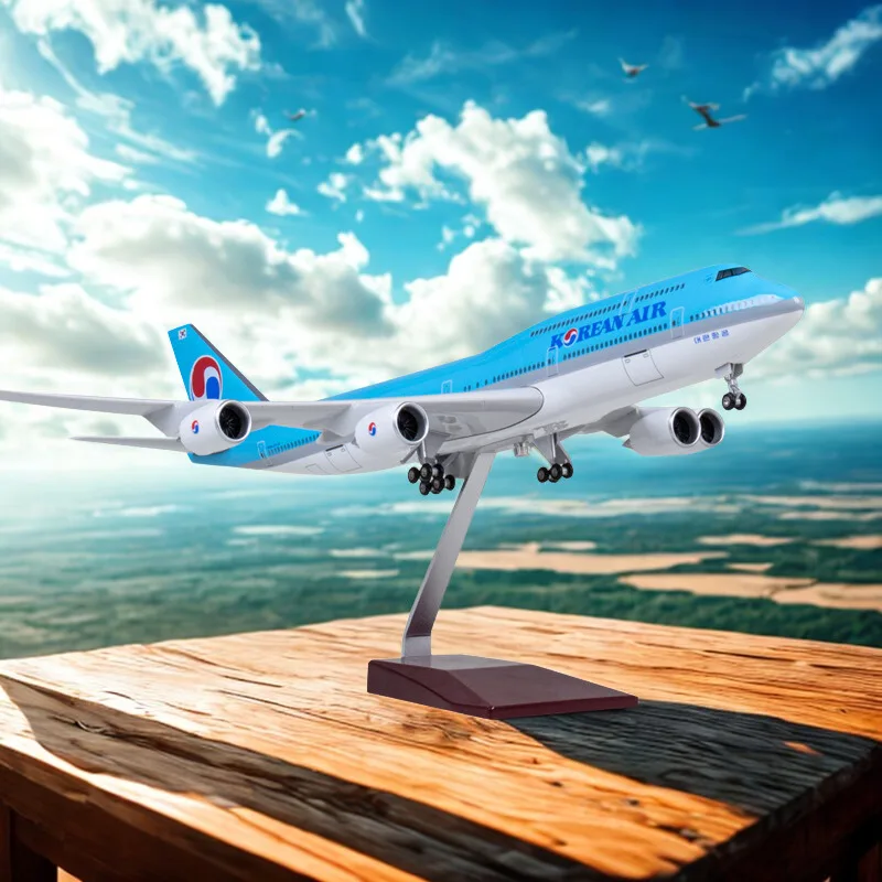 

Korean Air 747 Model Airplane Large Diecast Airplane Model Kits with Stand Toy Display Collectible for Aviation Enthusiast Gift
