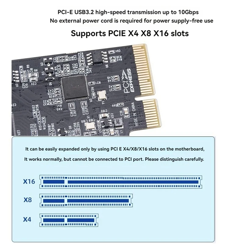 NEW-PCIE USB3.2 GEN2 10Gbps Expansion Card PCI Express X4 To 4 Port TYPE A + 4 Port TYPE C Adapter USB HUB For Desktop PC