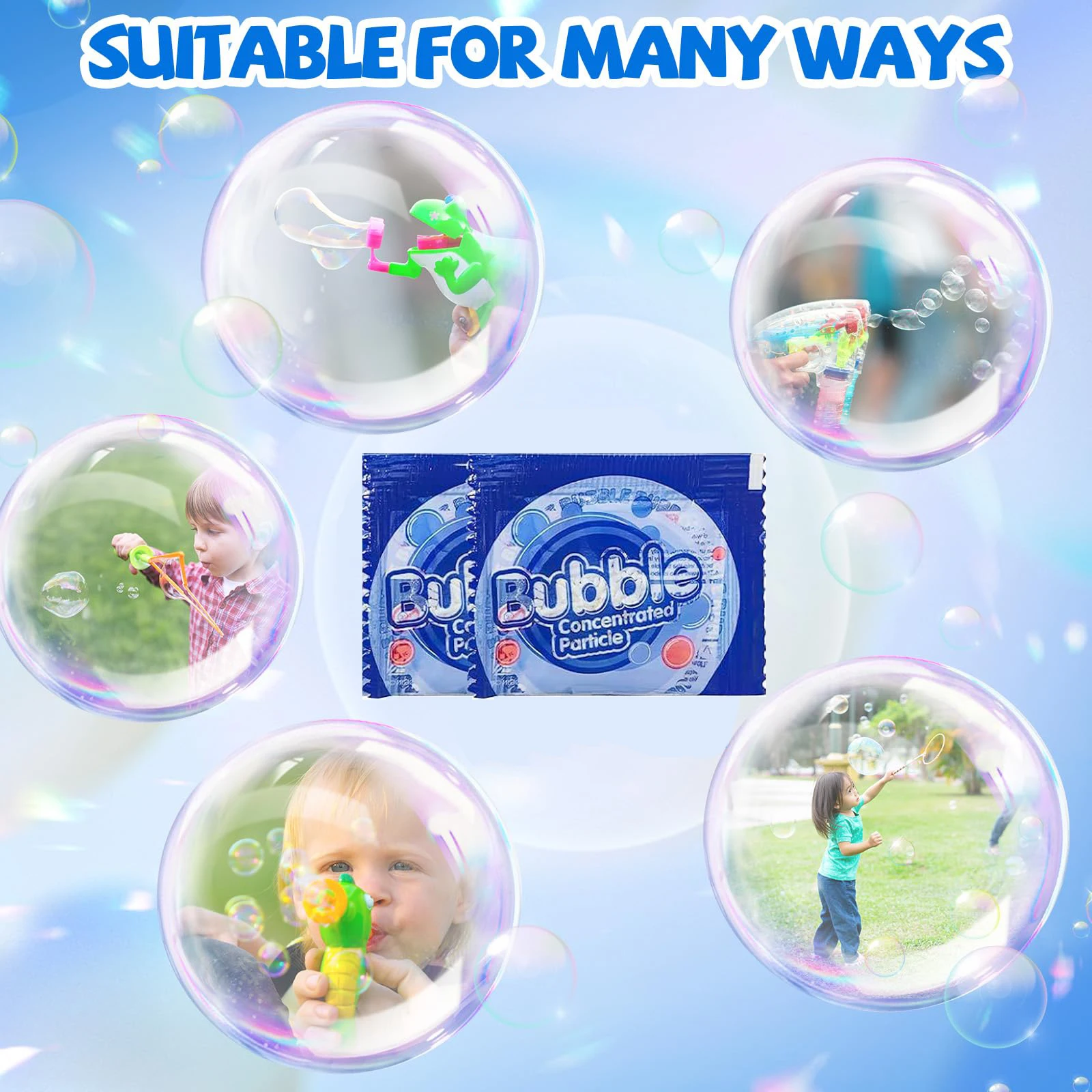 น้ำยาเติมฟองสบู่เข้มข้น 30/50 แพ็ค สำหรับเครื่องเป่าฟองสบู่ทุกชนิด เครื่องทำฟองสบู่ ของขวัญกิจกรรมกลางแจ้งงานวันเกิด