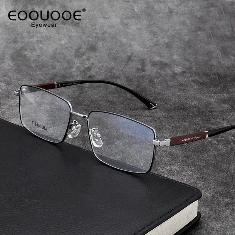 

56mm Men Glasses Frame Wood Grain Square Men's Business Myopia Hyperopia Anti Blue Light Radiation Eyewear Medical Prescription