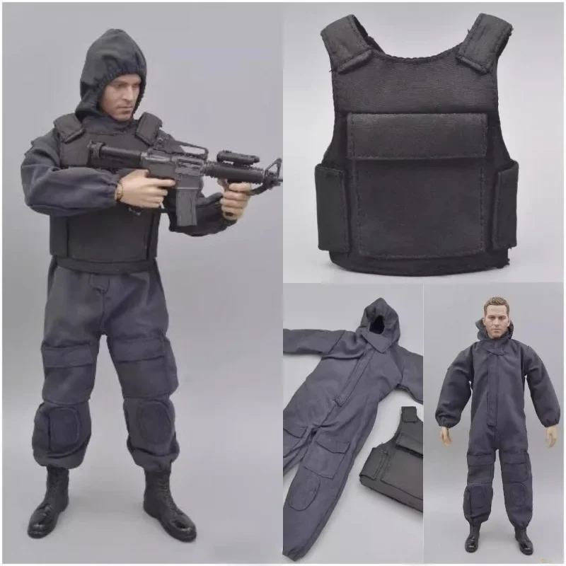 1/6 Scale Jumpsuit SWAT Vest One-piece US Special Force Jumpsuit W/ Bulletproof Vest Model for 12'' Action Figure Accessory DIY