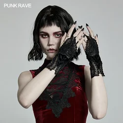 PUNK RAVE Women's Gothic Gorgeous Lace Flower Type Gloves Love Decal Party Club Elegant Women  Black Accessories