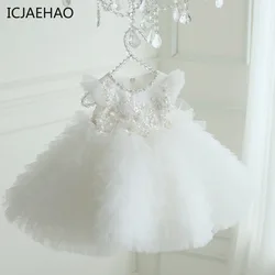 ICJAEHAO Newborn Baby Infant Girl 1st Year Birthday Dress Matching Toddler Flower Wedding Baptism Elegant Princess Gown Clothes