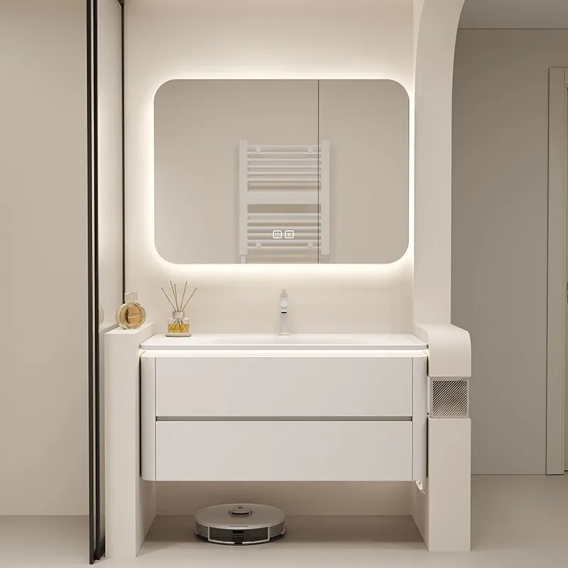 Customized DuPont Corian Bathroom Vanity Set with Integrated Basin round Corner Wash Sink - Imported Quality