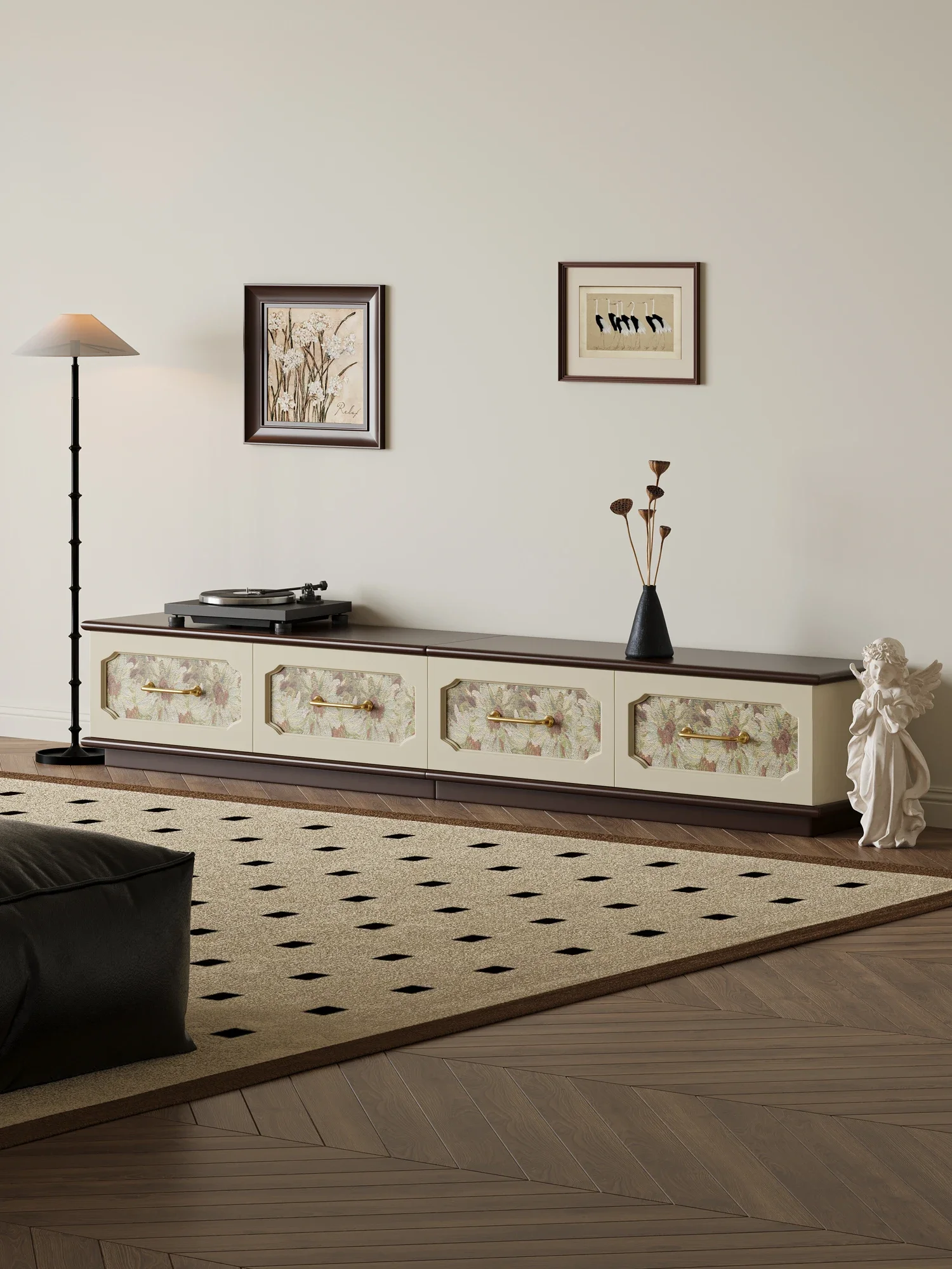 Lemari TV Pola Seni Desainer Rumah Tangga Ruang Tamu Rak Dinding