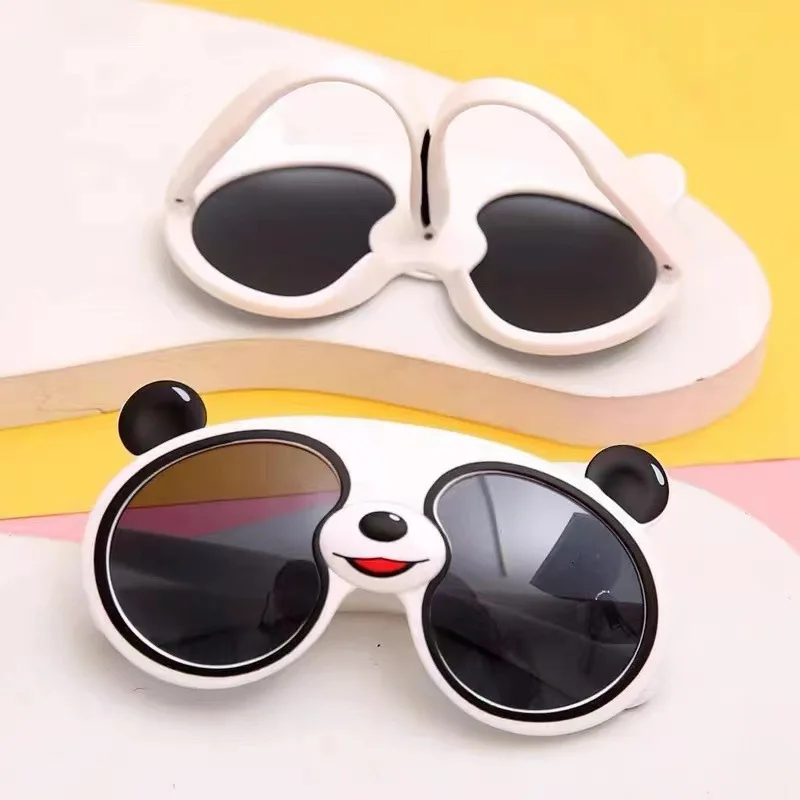 Gafas de sol de silicona con Panda de dibujos animados para niños, lentes de sol con personalidad para exteriores, protección solar UV, tiro en la calle