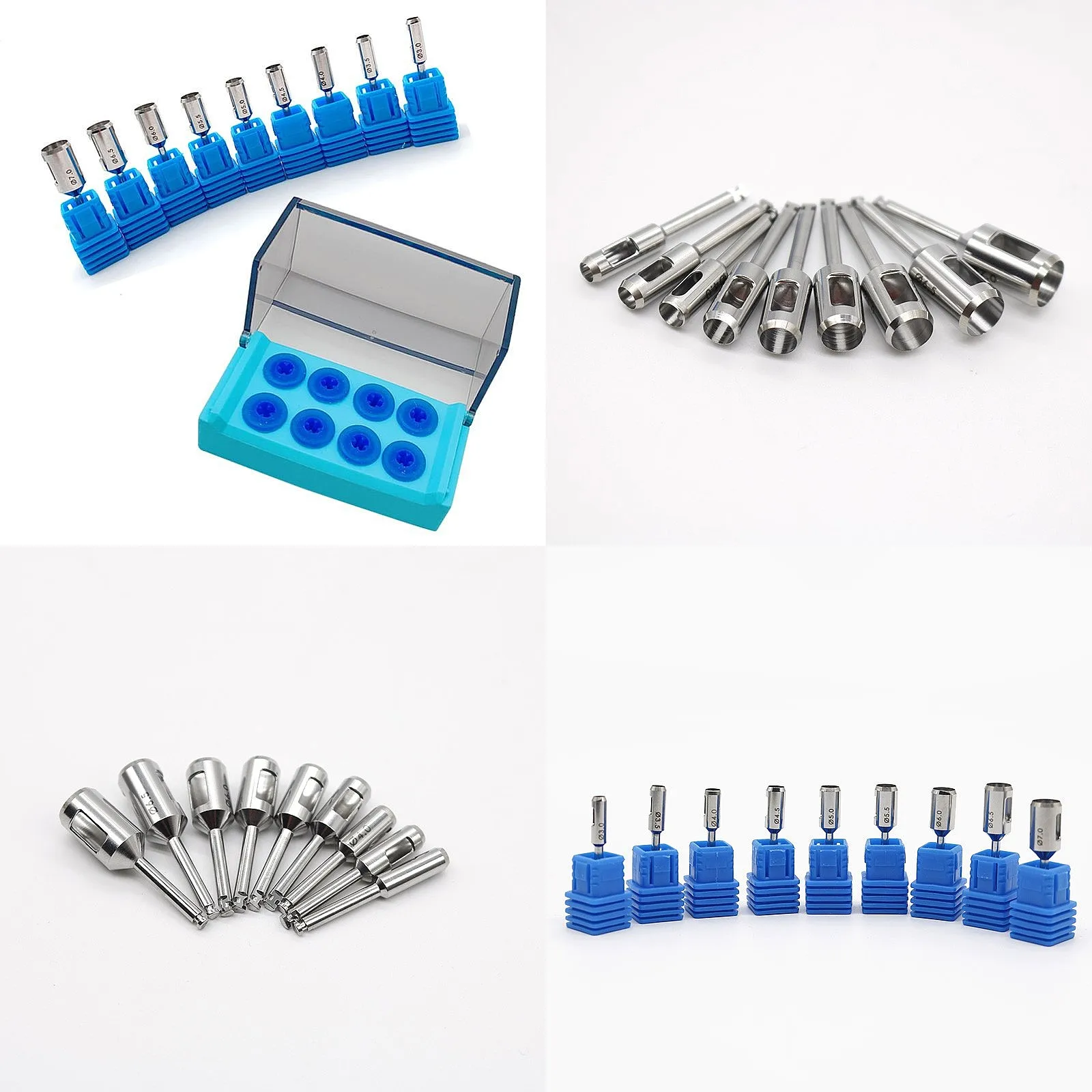 Dentals Mucosal Tissue Punch Tool 9 Pcs Set Sterilization Holder Surgical Kit