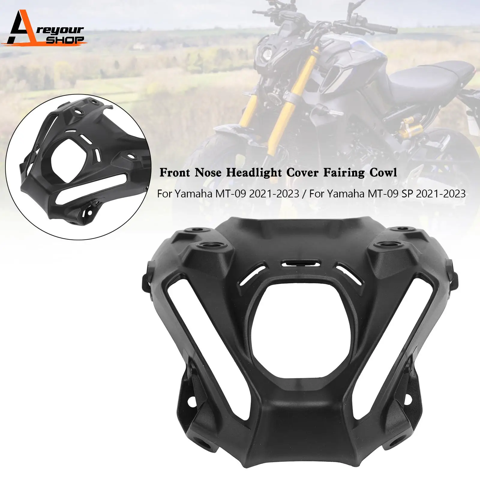 

Areyourshop Front Nose Headlight Cover Fairing Cowl for Yamaha MT-09/MT-09 SP 2021 2022 2023