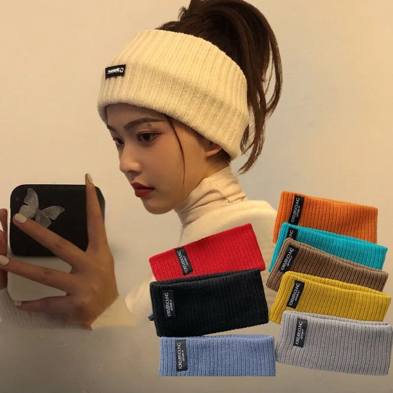 Dzianinowa elastyczna opaska sportowa Knitting wełniana opaska do włosów z szerokim rondem jesienno-zimowy ocieplacz na uszy kobiety ciepły turban opaska na głowę nowość