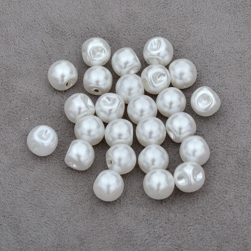 JUNAO 8mm 10m 12mm White Pearl Buttons Sewing Rhinestone Button Decorative Round Plastic Button Pearl Applique for Dress