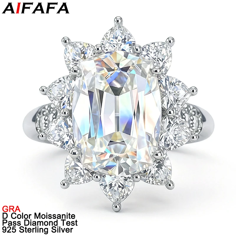 10 Carat Moissanite Diamond Rings Stunning s925 Sterling Silver 10*14mm Big Moissanite Ring Fine Jewelry GRA