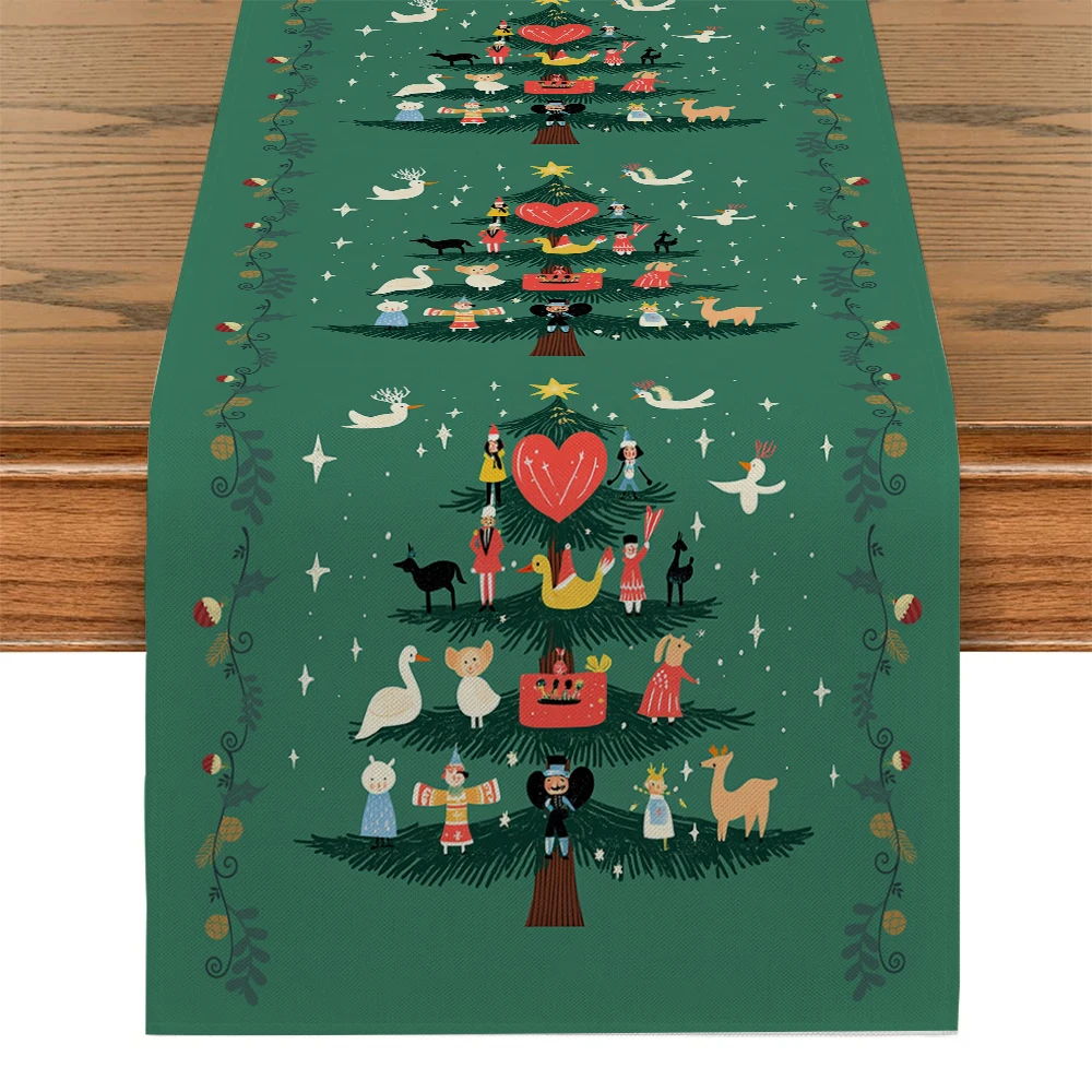 【Christmas Star Wish】Table Runner, Washable & Durable, Christmas Holiday Indoor Living Room & Dining Room Table Runner