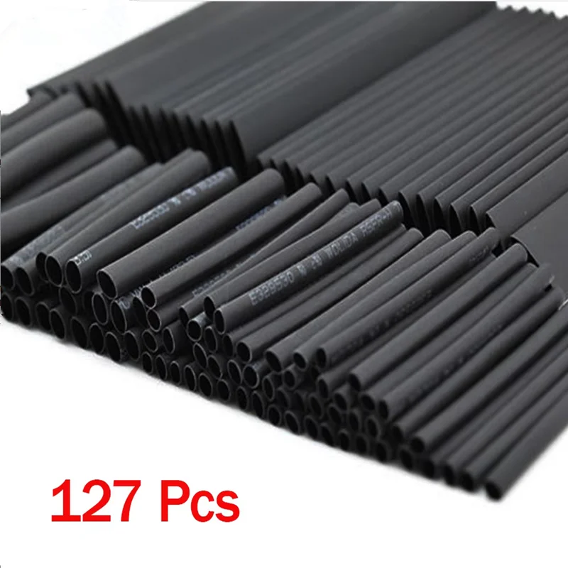 127Pcs Heat Shrink Tube Sleeving Tubing Assortment Kit Electrical Connection Electrical Wire Wrap Cable Waterproof Shrinkage 2:1