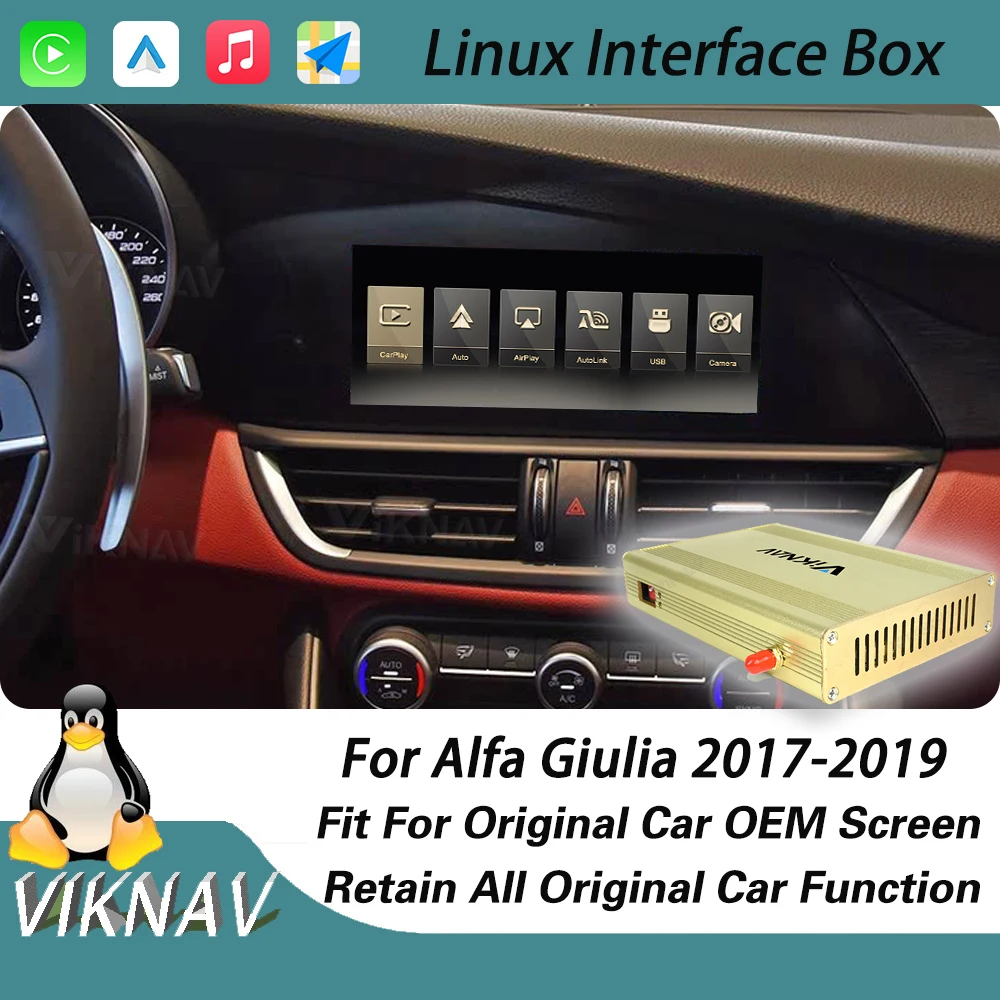 

Viknav Linux Interface Box For Alfa Giulia 2017-2019 Wireless Apple CarPlay Android Auto Mirror Link