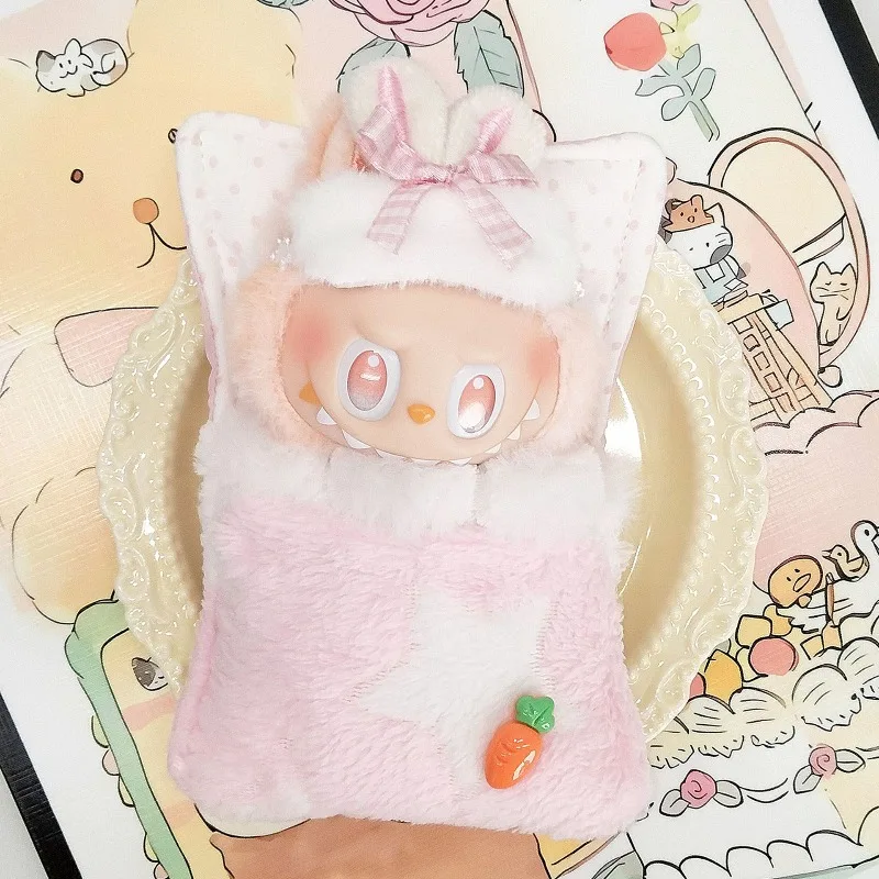 Adorable mini cama para muñecas diseñada exclusivamente para juguetes de peluche Labubu (Gensiones 1-3)