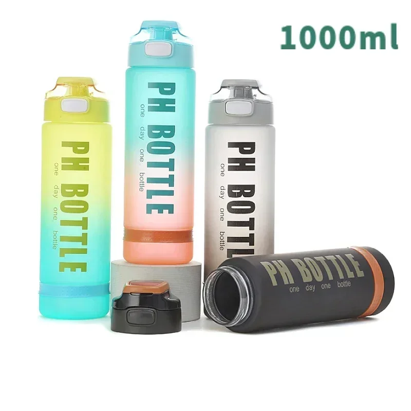 2024 1 Liter Sports To Go Water Bottle Large Capacity Plastic Water Bottle with Scale Water Bottle for Outdoor Hiking Fitness