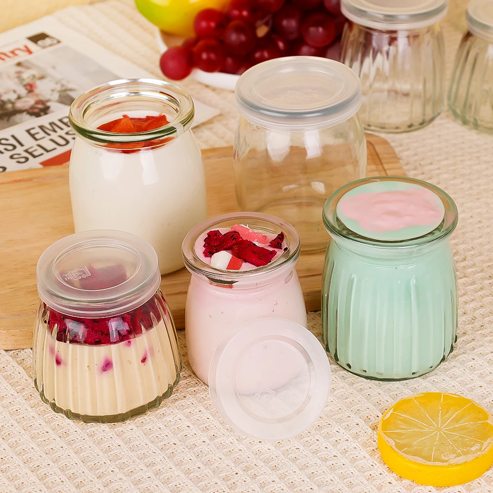 Baking Glass Bottles with Lid Honey Yogurt Pudding Glass Bottle DIY Wishing Bottle Mini Cup Jelly Milk Food Storage Container