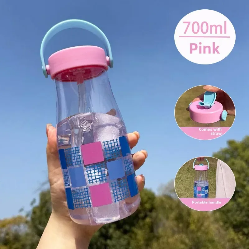 New Cartoon Children's Student Water Cup  Household Straw Cup Outdoor Hiking Convenient Large-capacity Water Bottle