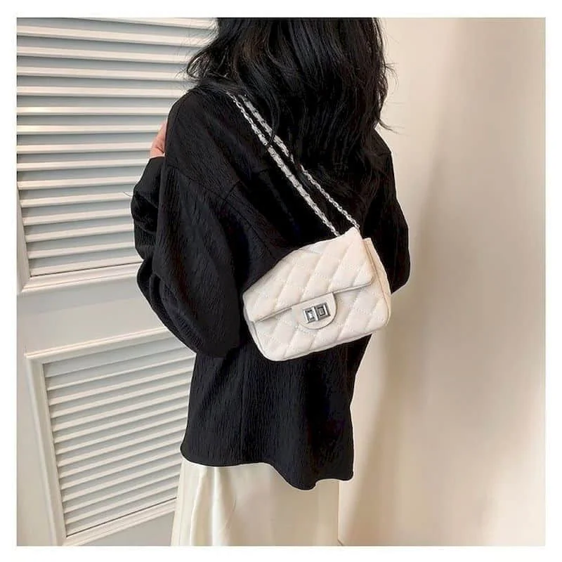 

Однотонные сумки через плечо для женщин, универсальные сумки в корейском стиле, эстетические женские модные квадратные сумки с цепочкой из искусственной кожи