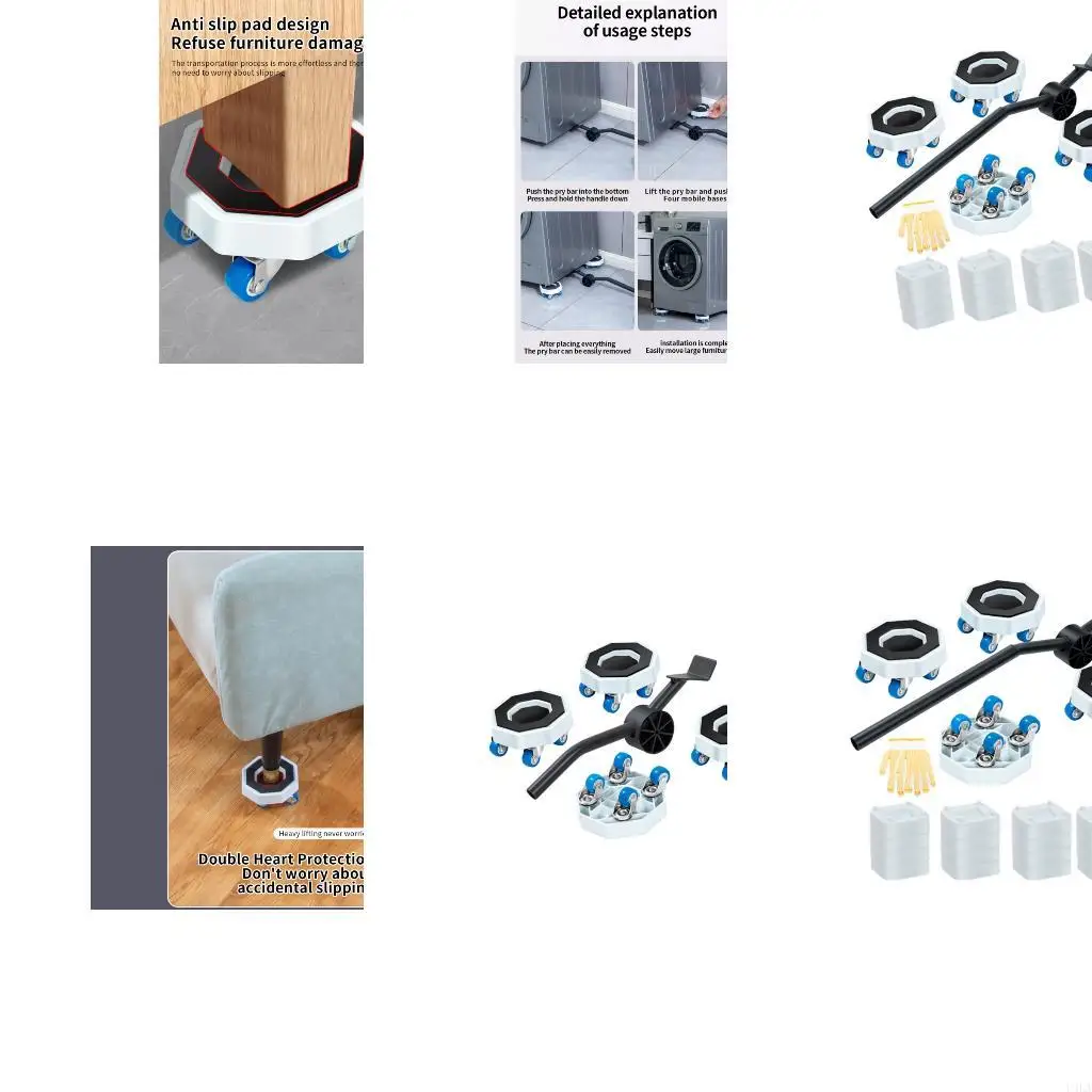 U4LA Furniture Moving Transport Roller Set Sofa Mover Wheel Heavy Duty Furniture Lifter Transport Tool Easy to Use