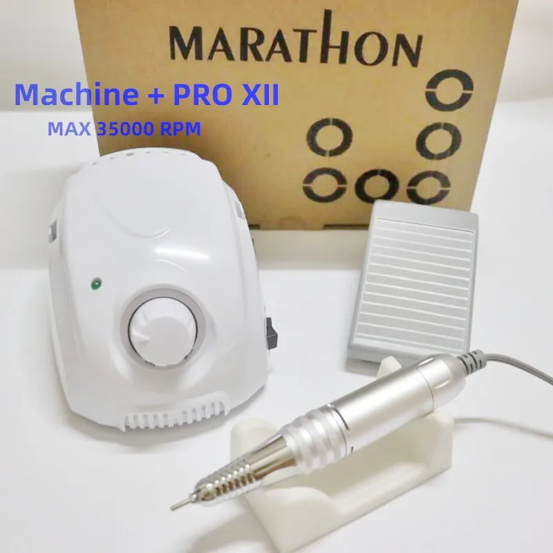 

2021 MARATHON-Champion 3 PRO XII Handle 35K/40K Electric Nail Drill STRONG 210 Micro Motor Grinding Machine For Nail Art Tools