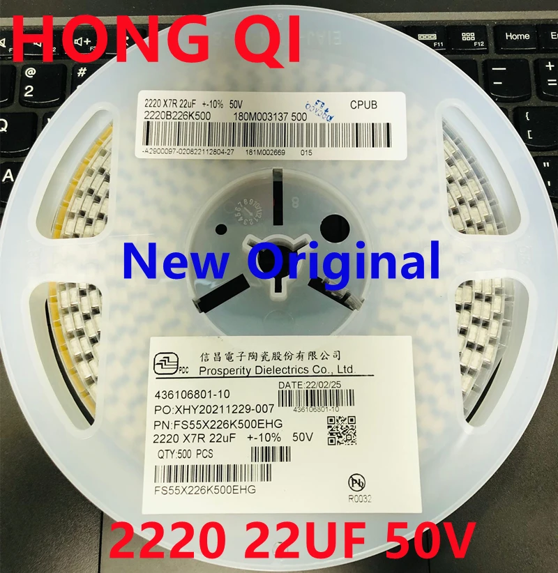 500PCS Cspacitor 2220 X7R 22UF 10% 50V FS55X226K500EHG New Original