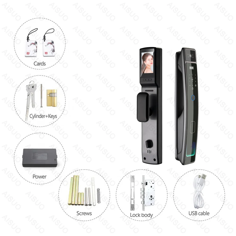 High Security WIFI APP Electric Digital Door Lock With Camera APP Control Smart Lock