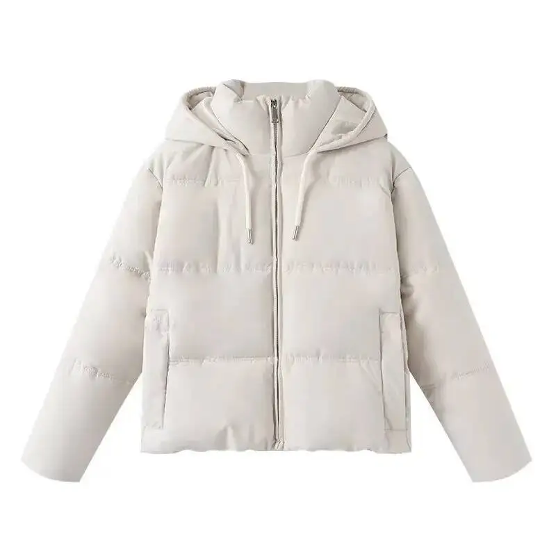 Autumn And Winter Women's Slim-Fit Warm Zip-Up Hooded Jacket Stylish Multifunctional Loose-Pocket Cotton Outwear