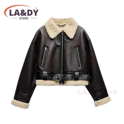 Jacket Coat 2024 Autumn Winter Women Fashion Loose Zipper Pockets Female Solid Color Casual Long Sleeve Belt Outerwear Tops