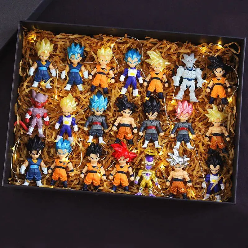 Anime Dragon Ball Super Saiyan Son Goku Actionfiguren-Set Modell Statische Statue Geschenk Spielzeug Puppe Desktop Cartoon Ornament Sammlung