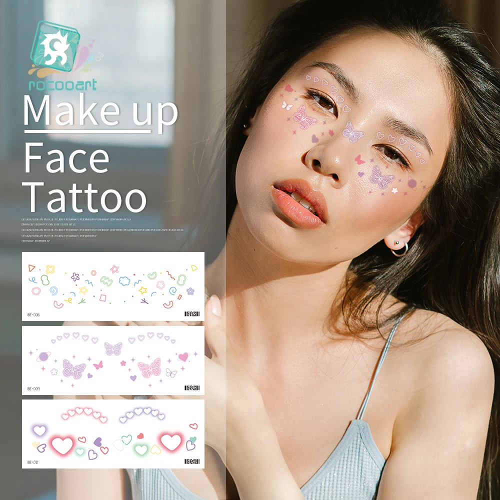 Freckles Face Tattoo Cute Small Heart Women Temporary Tattoos Face Stickers Eye Make Up Decal Waterproof Tattoos For Girls Woman