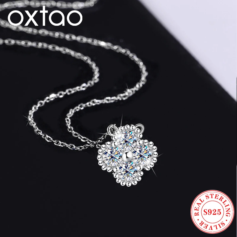 

3 мм муассанит Lucky Clover цветок кулон ожерелья сертифицированные для женщин S925 серебро свадебные изысканные ювелирные изделия ожерелье подарки