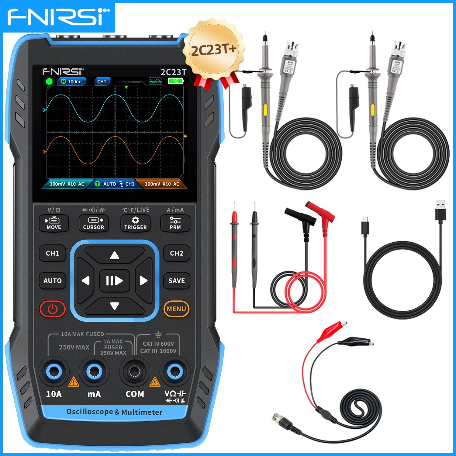 FNIRSI 2C23T/2C53T 50MHz デジタルオシロスコープ 3in1
