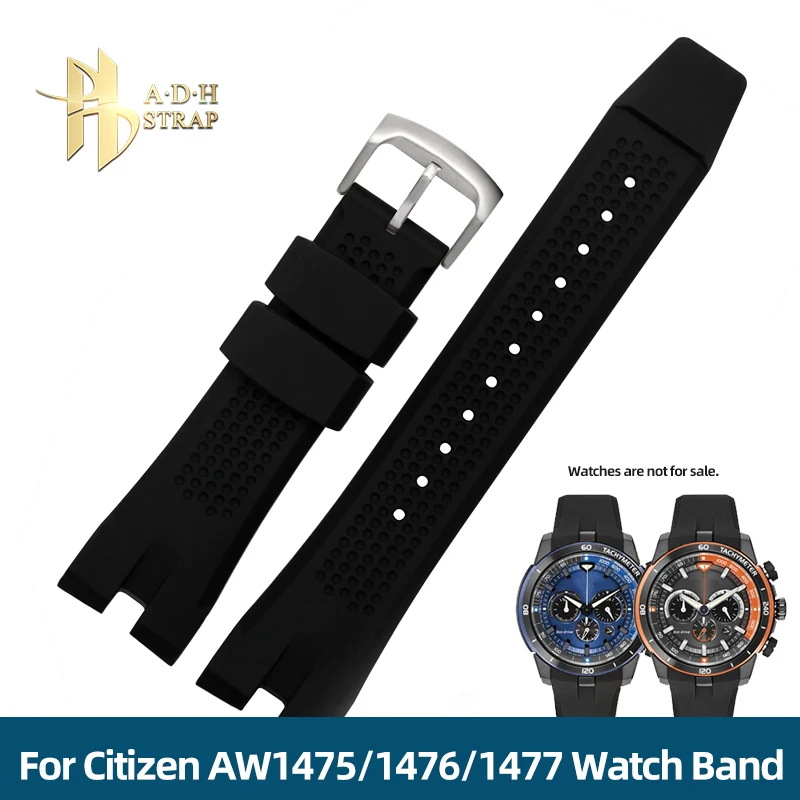 Special Curved Interface Rubber Strap For Citizen AW1475 1476 1477 1479 1615 CA4154 Silicone Watch Band Waterproof 24mm Men