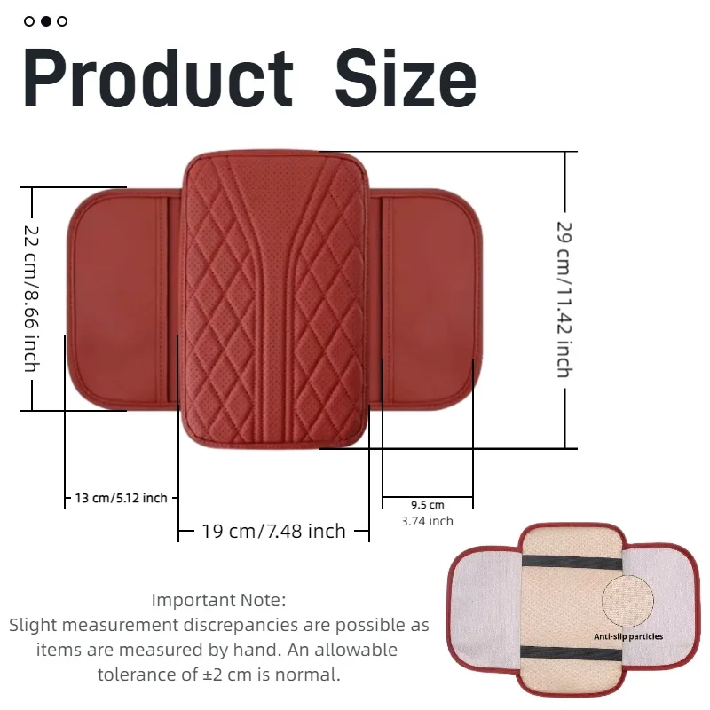 1 Piece Automotive Elbow Pad, PU Leather Embroidered Armrest Box Mat, 12.4*7.48 Inches, Comfortable and Durable for Storing Phon