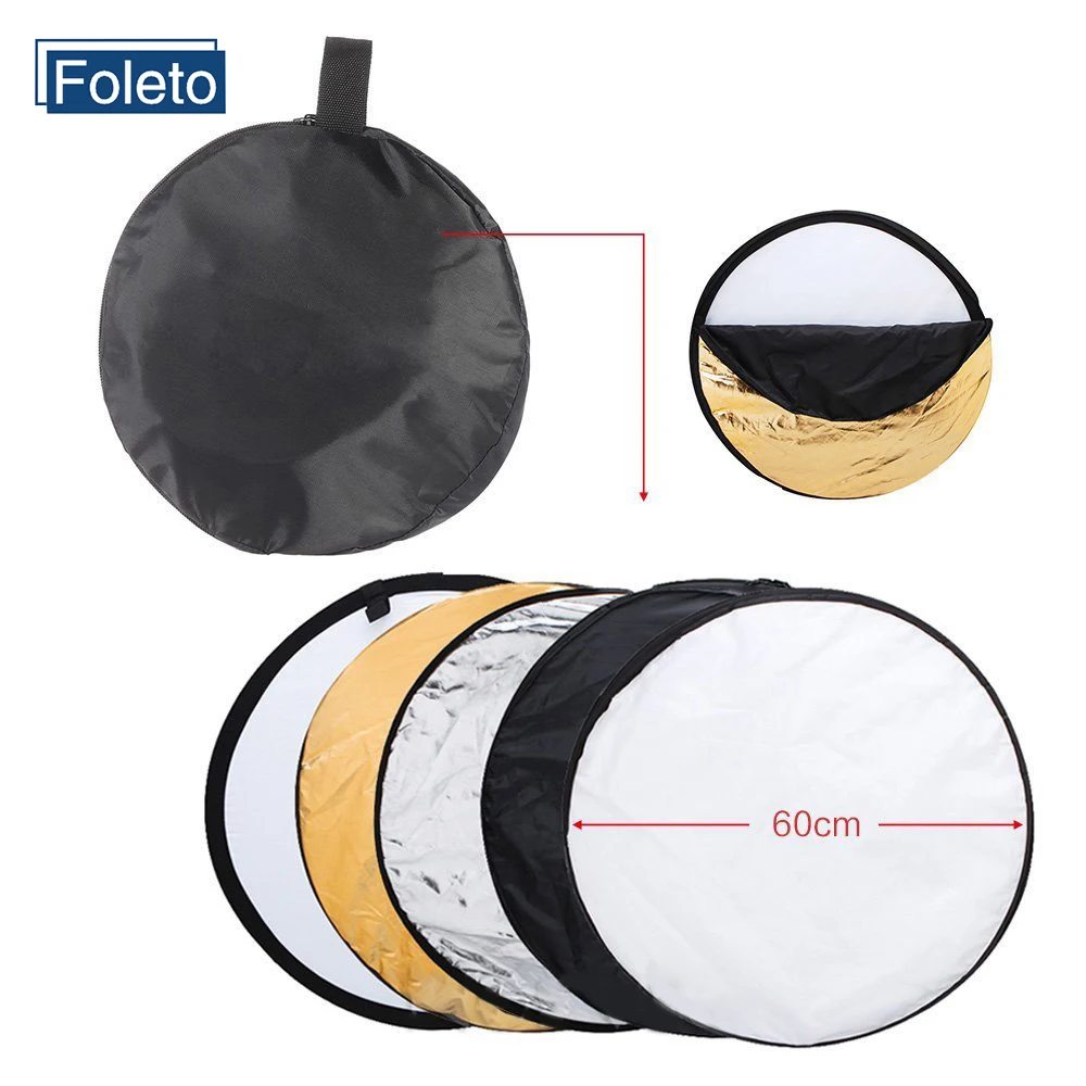 

Foleto Round Shape Folding Light Diffuser Studio Strobe Head Monolight Outdoor Photo Disc Diffuers24 "60cm 80cm Reflector 5 in 1