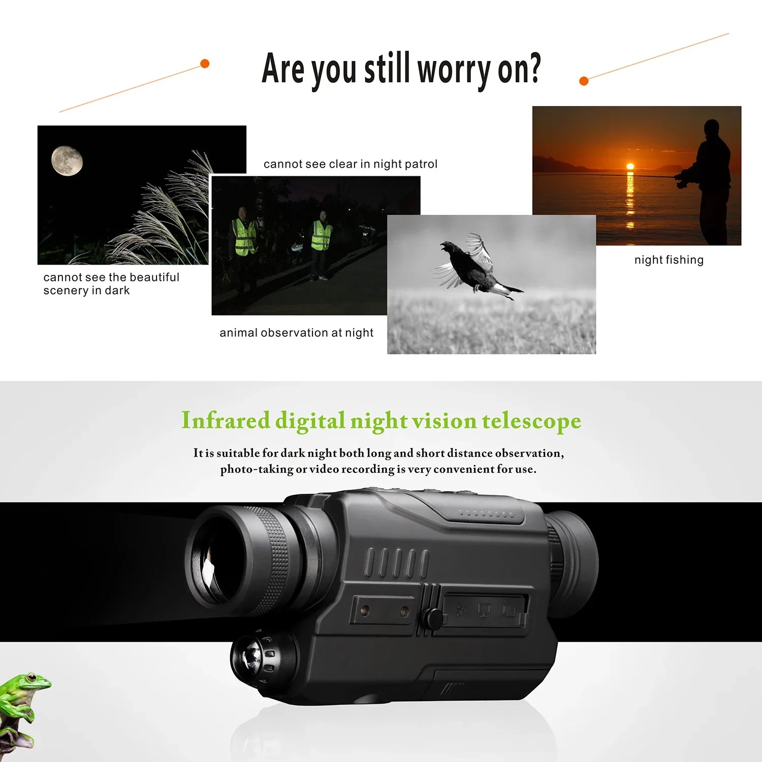 PJ2-0532 Digital Night Vision Scope Infrared Camera Photo Video Playback Night Viewing Sighting Monocular Telescope for Hunting